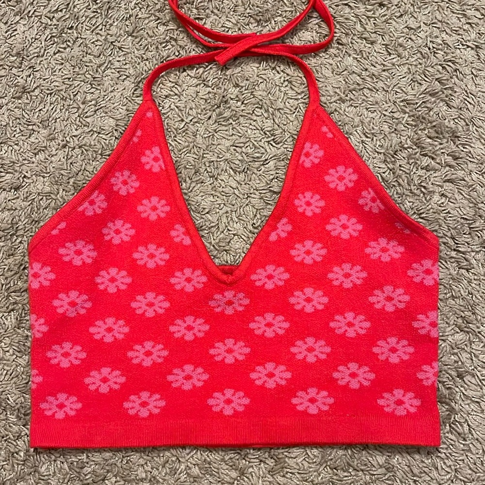 Red flower tank top